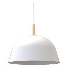 Lampara Colgante Campana Nórdico Bell 15 Blanco Con Madera