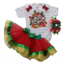 Fantasia Natal Para Bebê Menina Minnie, Disney Mesversario