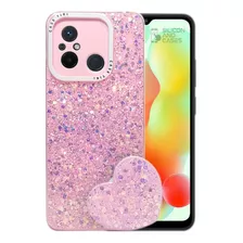 Carcasa Para Xiaomi Redmi 12c Glitter Incluye Pop Socket