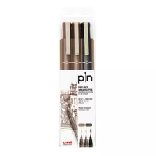 Uniball Uni Pin Fineliner Drawing Pen Set Sepia Y Negro X3