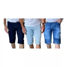 Kit 3 Bermudas Jeans Masculina Super Barato C/ Nf-e