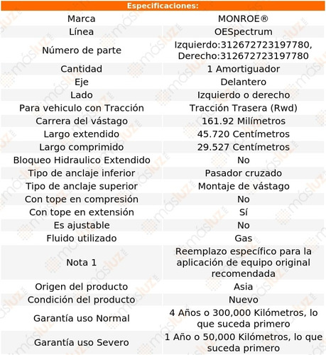 (1) Amortiguador Del Oespectrum Mountaineer Mercury 97/01 Foto 3