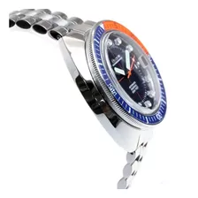 Reloj Bulova Oceanograph 96b321 Automático Para Hombre Con Correa Azul, Color Plateado Y Bisel, Color Azul/rojo