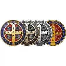 4 Adesivos Medalha De São Bento Cruz Sagrada 10 Cm