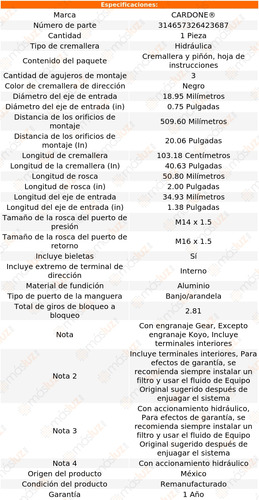 (1) Cremallera Direccin Hidrulica A4 Quattro 02/04 Reman Foto 5