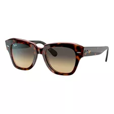 Óculos De Sol Ray-ban Wayfarer State Street Médio Armação De Acetato Cor Polished Havana On Transparent Pink, Lente Brown/blue De Cristal Degradada, Haste Tortoise De Acetato - Rb2186