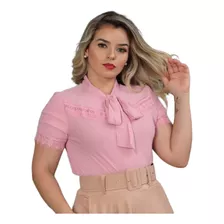 Blusa Feminina Moda Evangélica Manga Curta Crepe Linda C090