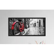 Cuadro Decorativo Bici Roja 124.5 X 62.3 Cm Color Rojo Armazón Negro