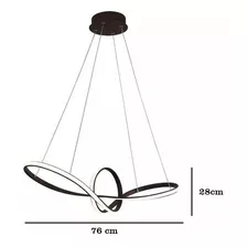 Lustre Pendente Led 45w Design Moderno Curvas Luz 3em1 Cor Marrom 110v/220v