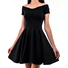 Vestido Feminino Rodado Fofo Ciganinha Gode Preto Neoprene