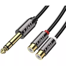 Cable Adaptador Audio 2 Rca Hembra A Trs 1/4 Macho | Negro