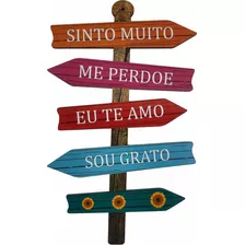 Placa Decorativa Retro Seta Palavras Motivacionais Mdf