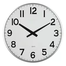 , Reloj De Pared Plateado Delgado De 18 Pulgadas, Diseño Red