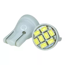 Par Lâmpada 8 Leds Pingão Luz Branca 5w Automotiva Pingo T10