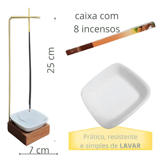 Porta Incenso Invertido Quad Copo Porcelana 1cx Insenso Cor Marrom Invquad Copo Inc Marrom Invquad Copo Inc