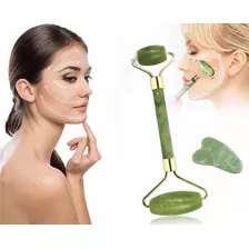 Rodillo Jade Masaje Facial Linfático + Piedra Gua Sha