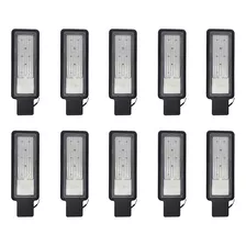 Kit 10 Luminária Pública 100w Led Slim Smd Ip67 Prova D Água