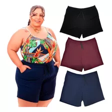 Kit 3 Bermudas Femininas Plus Size Short Estampado Maior G3