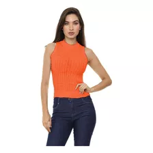 Blusa Tricot Garrafinha Trançada Canelado Feminina Gola Alta