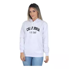 Moletom Feminino Flanelado Blusa De Frio Canguru Califórnia