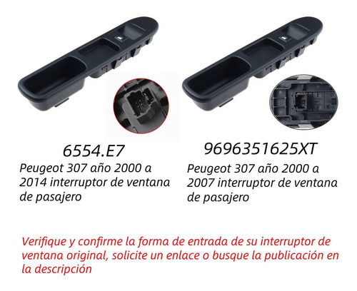 Interruptor De Espejo De Ventana Para Peugeot 307 01-07 Foto 2