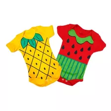 Kit Body Bebê Estampa Divertida Frutas Abacaxi + Melancia 