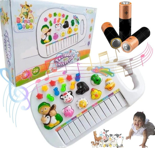 Piano  Infantil Teclado Com Sons De Bicho Animal + Pilhas