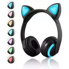 Auriculares Inalambricos Bluetooth Con Orejas De Gato Y Micr