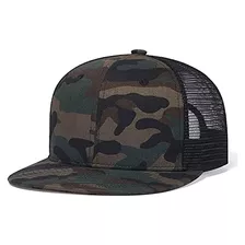 Clotime Camo Trucker Snapback Hat - Camuflaje Flat Bill Viso