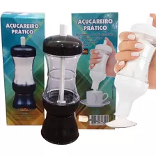 Kit 2 Açucareiro Preto E Branco Com Botão Dosador Acrilico