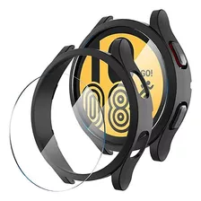 2 Fundas Negras + 2 Vidrios Templados 9h Galaxy Watch 4 44mm