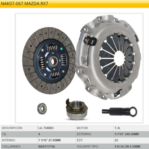 Kit Clutch Mazda B2600 2.6 87-89, Rx7 1.3 86-88 Foto 2