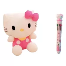 Hello Kitty Pelúcia 20cm Rosa Macia+ Caneta 10 Cores Sanrio