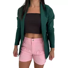 Blazer Saco Mujer De Vestir Bengalina Dama Bolsillos Moda