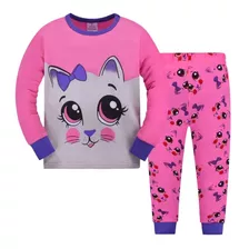 Pijama Para Niñas Gatico Conjunto De Algodón 2 Piezas Verano