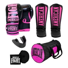 Kit Muay Thai Boxe Luva Caneleira Bolsa Band. Bucal Feminino