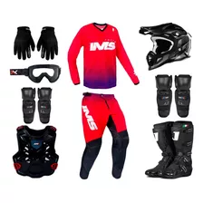 Kit Equipamento Completo Trilha Motocross Ims Light 19 Fluor