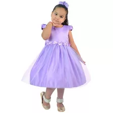 Vestido Lilás Sofia Tule Sobre A Saia - Menina 1 A 10 Anos