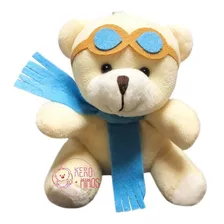 Mini Urso Aviador Fofão De Pelúcia 12cm - Jogo 02pçs