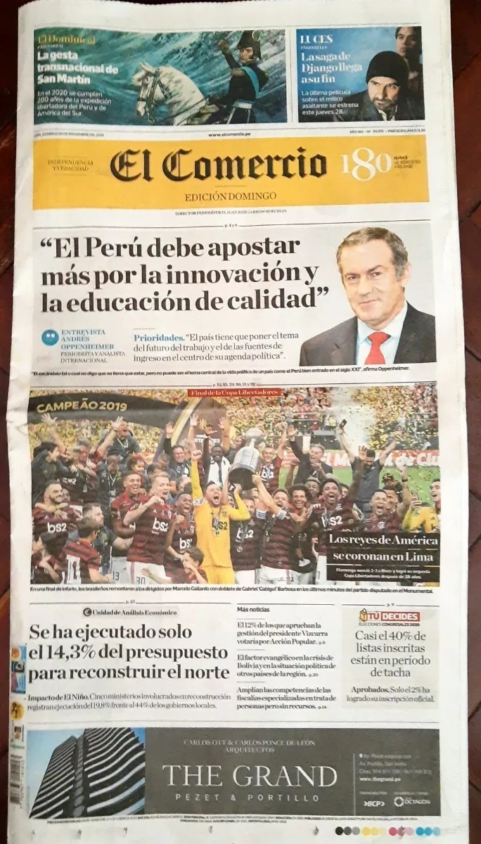 Jornal Peruano - Flamengo Campeão Libertadores 2019 - Único!