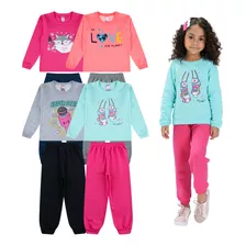 Kit 4 Conjunto Moletom Menina Inverno Roupa Infantil Atacado