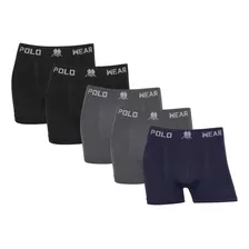 Kit 5 Cueca Box Boxer Masculina Polo Wear Adulto Lisa