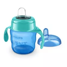 Copo Philips Avent Bebê Alça Bico Silicone Azul 6m+ (200ml)