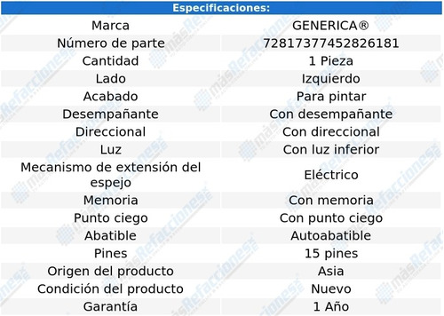 Espejo Izquierdo Elect Sierra 19 Al 21 Genrica Foto 2