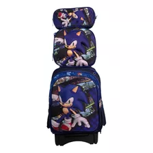 Mochila De Sonic Con Ruedas Lonchera Y Lapicera