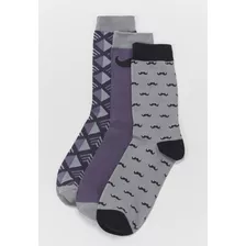 Calcetines Hombre Tripack Print Gris Corona