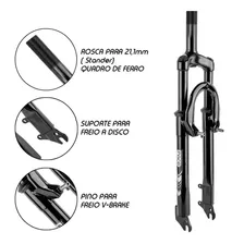 Garfo Amortecedor Bike Aro 26 V-brake Aço Suspensão 21,1mm