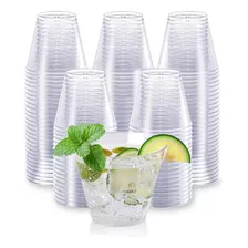 100 Vasos Desechables De Plástico Tipo Cristal Premium, 9 Oz (266 Ml) Vasos Elegantes Para Fiestas, Bodas, Postre, Cócteles, Vino