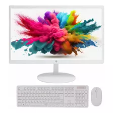 Kit Monitor 20'' Hdmi E Vga + Teclado E Mouse S/ Fio Branco