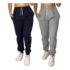 Kit 2 Calça Moletom Grosso Feminino Flanelada Jogger Slim